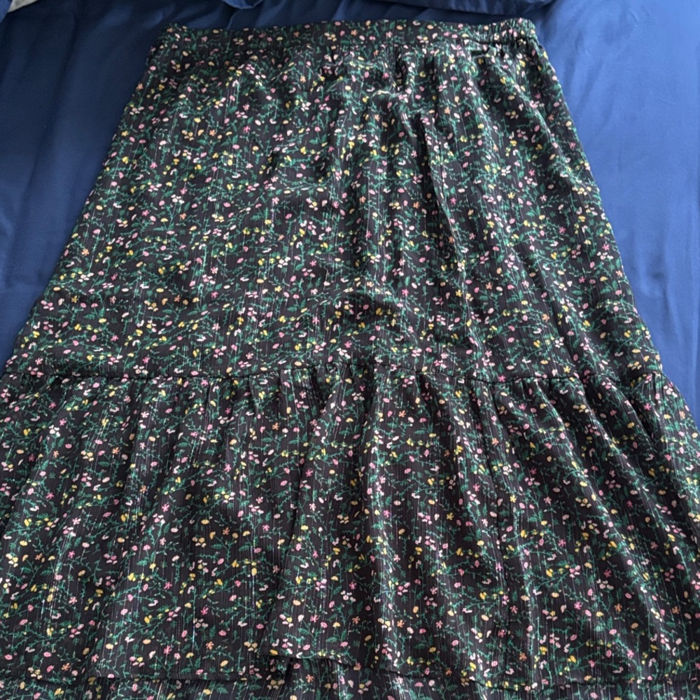 Banana Republic Black Floral Maxi Skirt